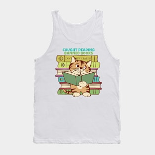 Caught Reading Banned Books Kitten Tank Top